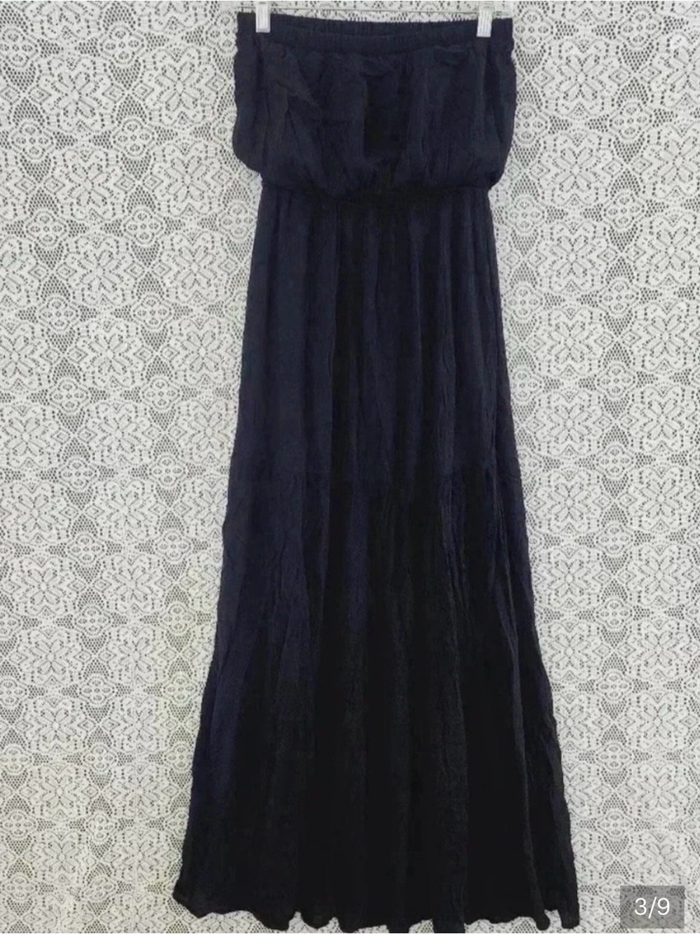 Socialite- Strapless Black Maxi Dress with Drawstring - Picture 6 of 7